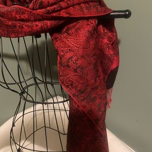 Red cashmere/silk scarf/wrap lg